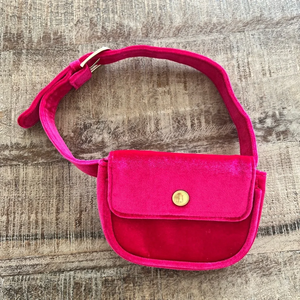Janie and Jack girls pink velvet Juno Valentine Belt bag size 3
